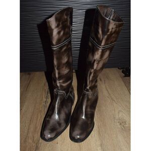 Initial Brown Heeled Patent Leather Boots - 36 / 6